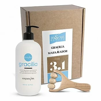 GRACILIA CREMA ANTICELULITICA 500 ML. + MASAJEADOR DE MADERA NIRVANA SPA