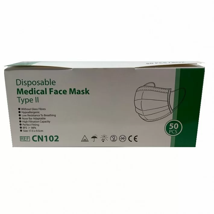 Mascarillas Medicas 3 Capas Con Elasticos Type Ii Ref.246-a (estuche 50 U.)_1